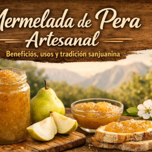 Frasco de mermelada de pera artesanal con peras frescas y tostadas